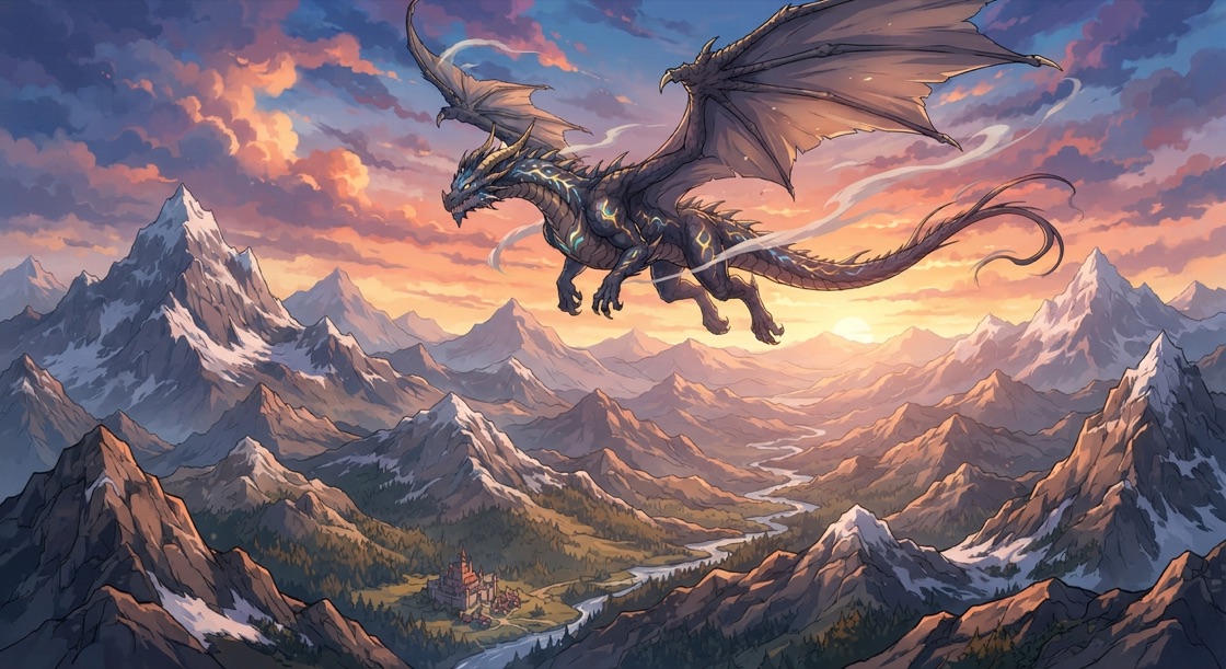 Original dragon flight anime artwork